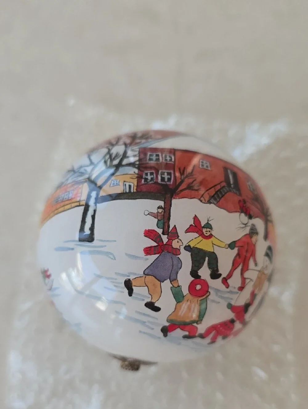 Set Of 2 Inside-Painted Glass Ornaments - Holiday and Winter Theme